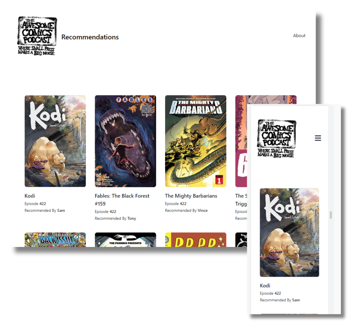 Awesome Comics Podcast Recommendations showcase