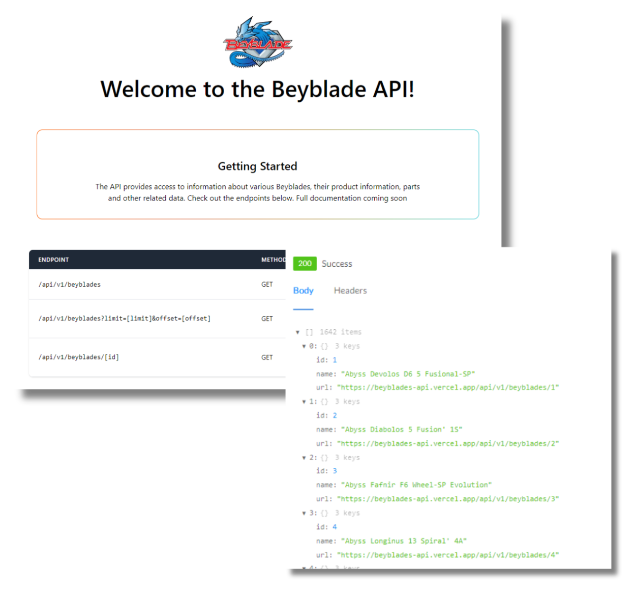 Beyblades API showcase